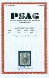 EDW1949SELL : USA 1868 Scott #97 Used. Fresh & Sound stamp. PSAG Cert. Cat $260. 