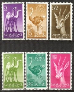 Spanish Sahara 1957 Animals Camels Gazelle Birds Ostrich set of 6 MNH