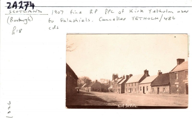 GB Scotland Card KIRK YETHOLM RP PPC Roxburghshire Postcard 1907{samwells}ZA274