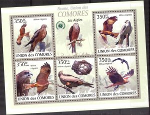 Comoro Islands 2009 Birds (3) Eagles Sheet MNH