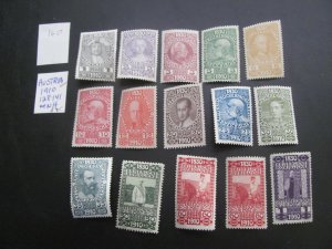 AUSTRIA 1910 MNH SC 128-141 PARTIAL SET VF/XF $75  (160)