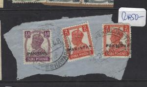 PAKISTAN (PP2302B) LOCAL HANDSTAMP  KGVI ON INDIA 1/2A+2A X2 ON  PIECE    VFU 