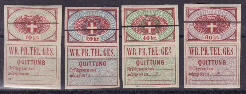 Austria 1841-1850 Set of Five (5) Private Produced Telegraph Stamps. Vienna