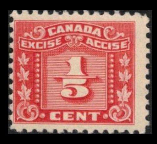 CANADA REVENUE 1934 #FX54 1/5c RED MINT NO GUM FRACTIONAL EXCISE TAX STAMP