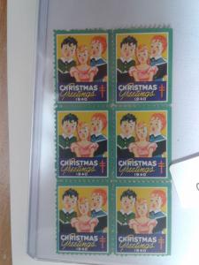 1940 CHRISTMAS SEALS BLOCK OF 6 MINT NEVER HINGED GEMS !! GREAT FIND !!