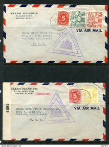 Curacao 1930 and up 4 covers to USA 2 Covers Flight Censored 15120