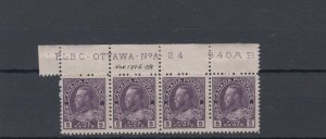 #112 5 cent Violet Admiral plate A24 F+2H, F+2 MNH Cat $175 apprx*** Canada mint