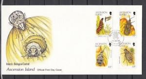 Ascension Is., Scott cat. 692-695. Various Insects on a First day cover.