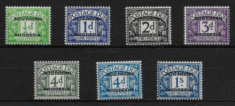 SOUTHERN RHODESIA SGD1/7 1951 POSTAGE DUE SET MNH