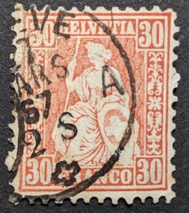 Switzerland #46 used, sitting helvetia vermilion