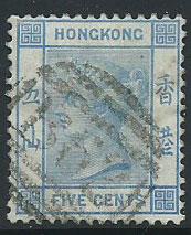 Hong Kong SG 29 blue VFU Wmk Crown CC