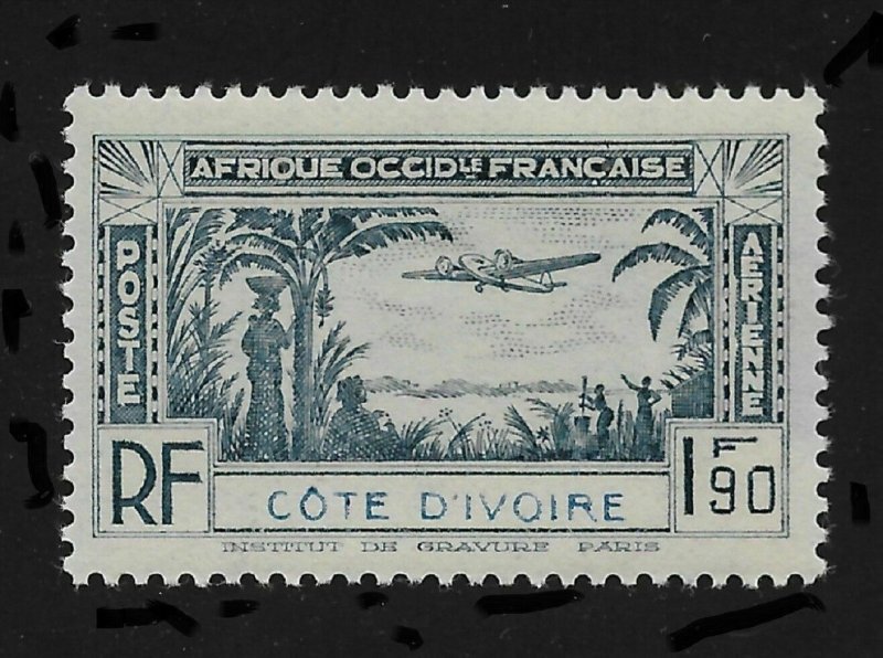 Ivory Coast 1940, Omnibus Air mail, 1.90fr, Scott # C1, VF MNH**OG (FR-1)