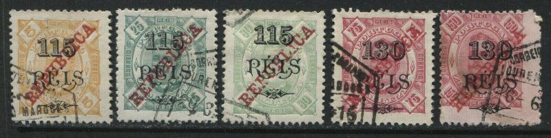 Zambezia 1902 115 and 130 reis overprinted on various values used