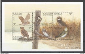 St.Vincent Fauna Birds Owls Of The World 1Kb ** Stamps Pk152