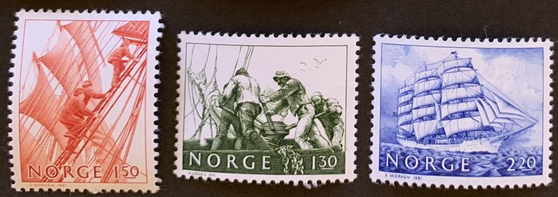 Norway 1981 #783-5 MNH. Sailors, ships
