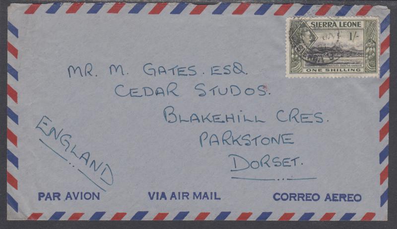 Sierra Leone Sc 181 on 1951 Air Mail Cover to Dorset, England