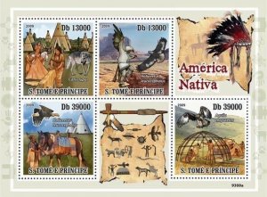 S. TOME & PRINCIPE 2009 - Native America, Indians (Bird of Pray, Horse, Wolf)