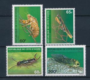 [40380] Ivory Coast 1980 Insects Insekten Insectes Cicada Mantis Earwig MNH