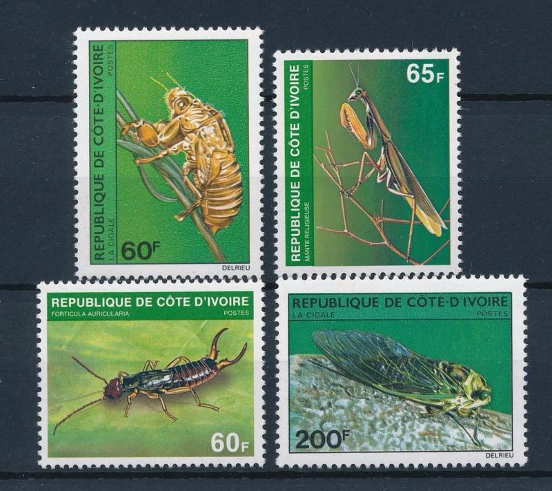 [40380] Ivory Coast 1980 Insects Insekten Insectes Cicada Mantis Earwig MNH