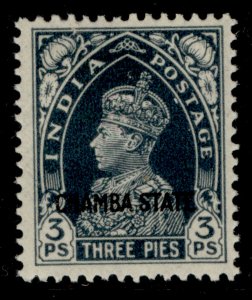 INDIAN STATES - Chamba GVI SG82, 3p slate, M MINT. Cat £12.