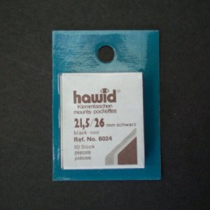 Hawid Stamp Mount 22(21.5)/26 mm - BLACK - Pack of 50 (22x26 22mm)  PRECUT 6024