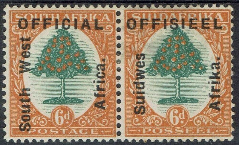 SOUTH WEST AFRICA 1927 OFFICIAL TREE 6D PAIR 