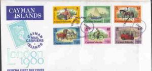 CAYMAN ISLANDS FDC POSTMAN ON HORSE, BICYCLE, TRUCK, CARR...