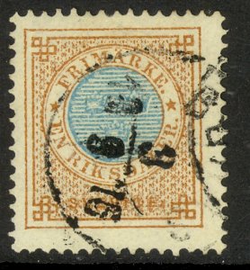 SWEDEN 1872-77 1rd Bister and Blue Numeral Issue Sc 27 VFU