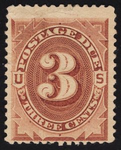 US# J3 3c Brown Postage Due USED SCV $6.00