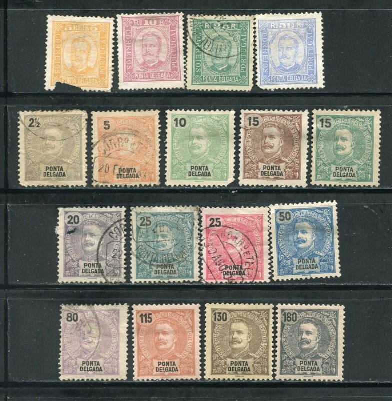 Ponta Delgada Ranging From 1-31 MH, No Gum, and Used Stamps.  28,29l,31 are MH