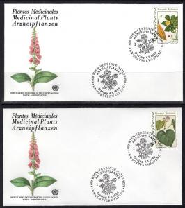 UN Vienna 101-102 Medicinal Plants UN Postal Admin Set of Two U/A FDC