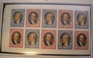 Scott 3856b, 37c Lewis & Clark, Pane of 10, Backing #1, Jefferson picture