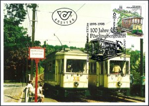 1998 Austria Railways, 100 Years Pöstlingbergbahn, FDC Maxi Card! Beautiful!