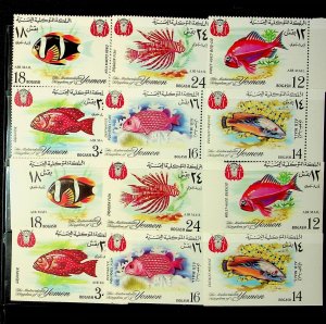 YEMEN - MUTAWAKELIE KINGDOM Mi 397-402 NH PERF+IMP SETS OF 1967 - SEA LIFE