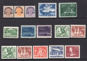Sweden 1920-1938 Group of 15 Mint H Stamps CV$67