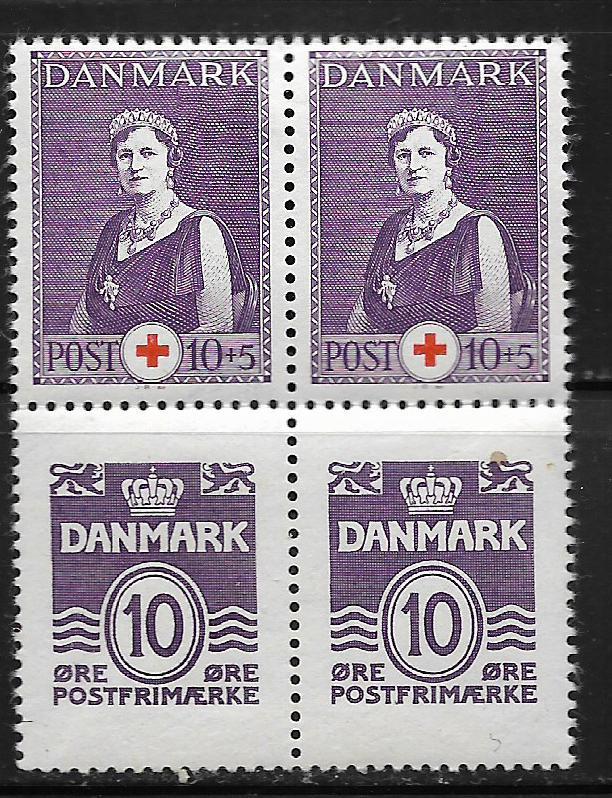 DENMARK, 230B,MINT HINGED, BOOKLET PANE, RED CROSS ISSUE