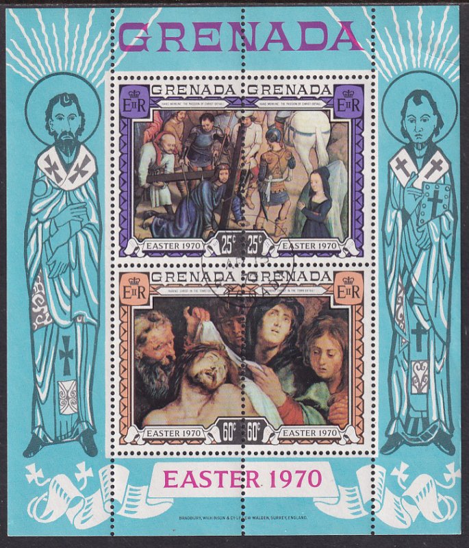 Grenada 1970 Sc 357b Easter Paintings by Memling & Rubens Artist Stamp SS CTO NH