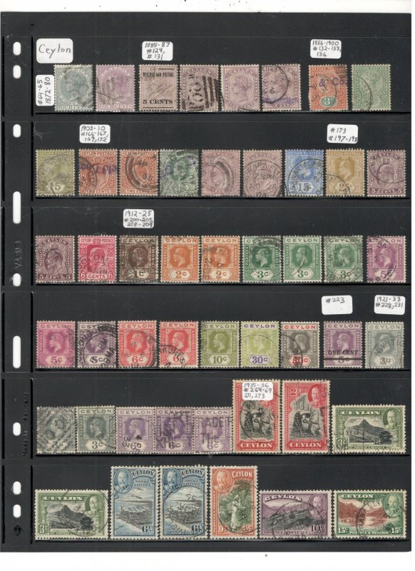 CEYLON COLLECTION ON STOCK SHEETS, MINT/USED