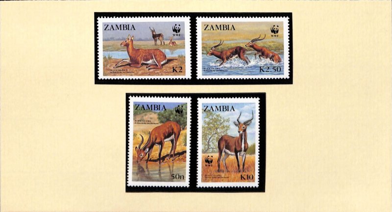 Zambia WWF World Wild Fund for Nature MNH stamps Black Lechwe antelope