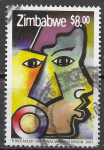 Zimbabwe Scott 895 Used Dialogue Among Civilization issue of 2001,  Three Faces