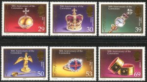 JERSEY Sc#1085-1090 2003 QEII Coronation Anniversary Complete Set OG Mint NH