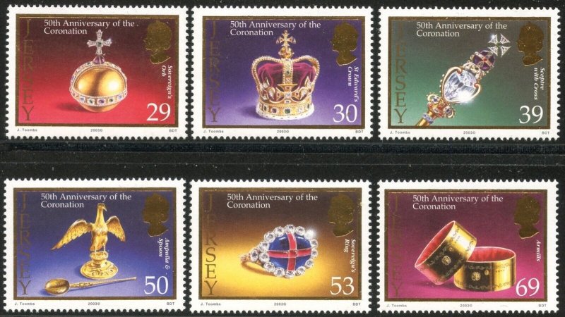 JERSEY Sc#1085-1090 2003 QEII Coronation Anniversary Complete Set OG Mint NH