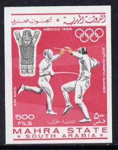 Aden - Mahra 1967 Fencing 500f from Olympics imperf set u...