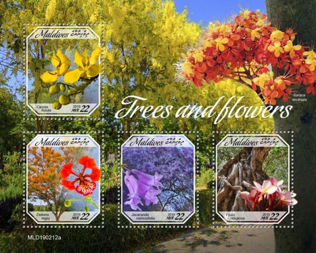 MALDIVES - 2019 - Trees and Flowers - Perf 4v Sheet - MNH