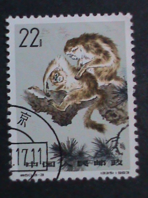 ​CHINA -1963-SC#  713-5 RARE GOLDEN HAIR MONKIES CTO-OGH VERY FINE RARE