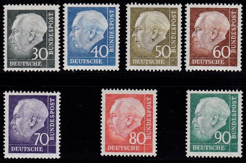 1956-57 GERMANY - No. 125A/128B Heuss MNH/**