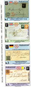 Paraguay 1990 150th.Annv.First Stamp Strip (4) MNH  Sc # 2328