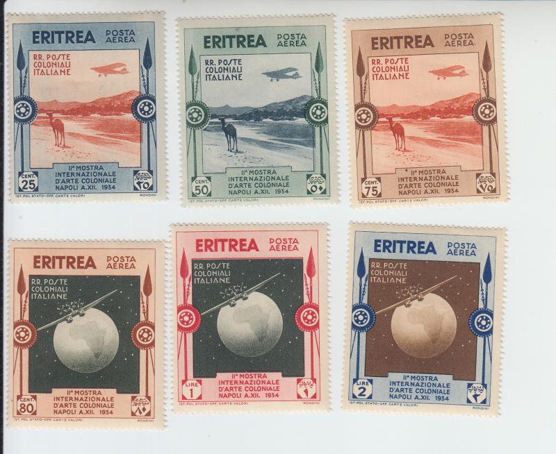 1934 Eritrea Second Colonial Arts Exhibition  (Scott C1-C6) MH & MHR