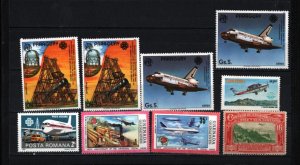 WORLDWIDE AVIATION SMALL COLLECTION SET OF 9 STAMPS MNH