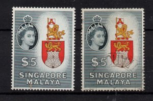 Singapore QEII 1948 $5 mint LHM & YFU SG52 WS36374